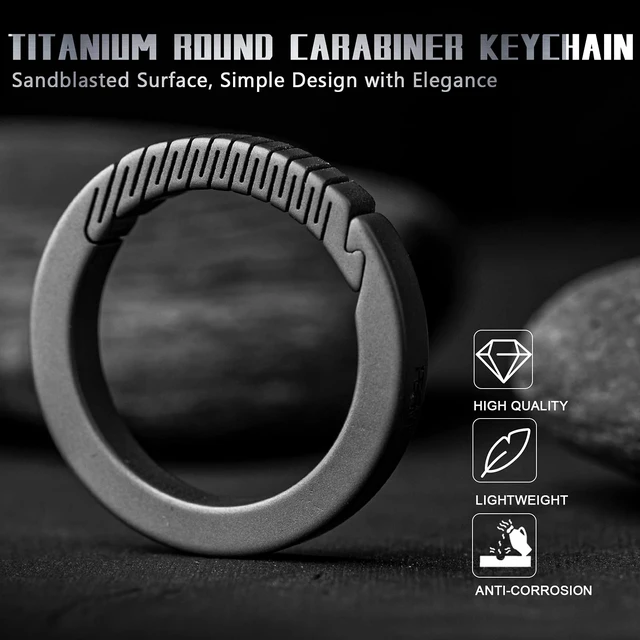 Alt view image 3 of 6 - Titanium Carabiner Key Ring Clip,D Rings Keychain Grey | Quick Release Keychain,,Key Chain Clip For Men Women