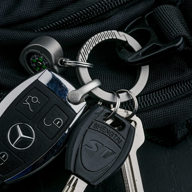 Alt view image 6 of 6 - Titanium Carabiner Key Ring Clip,D Rings Keychain Grey | Quick Release Keychain,,Key Chain Clip For Men Women