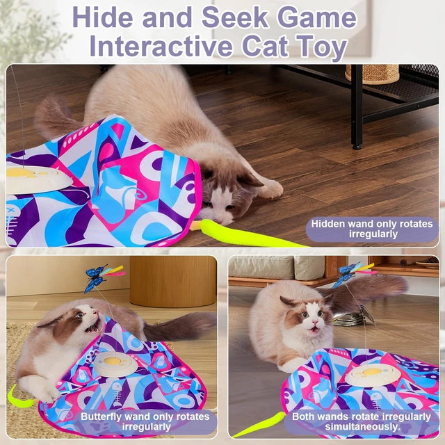 Alt view image 2 of 7 - Interactive Cat Toys for Indoor Cats, Kitten Toys for Indoor Kittens,Pink | Automatic Electronic Cat Toys for Bored Adult Cats, Stimulating Moving Cat Enrichment Toy, Hide and Seek Cat Games Toy