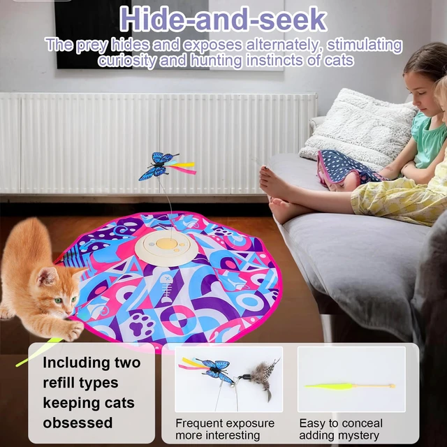Alt view image 3 of 7 - Interactive Cat Toys for Indoor Cats, Kitten Toys for Indoor Kittens,Pink | Automatic Electronic Cat Toys for Bored Adult Cats, Stimulating Moving Cat Enrichment Toy, Hide and Seek Cat Games Toy