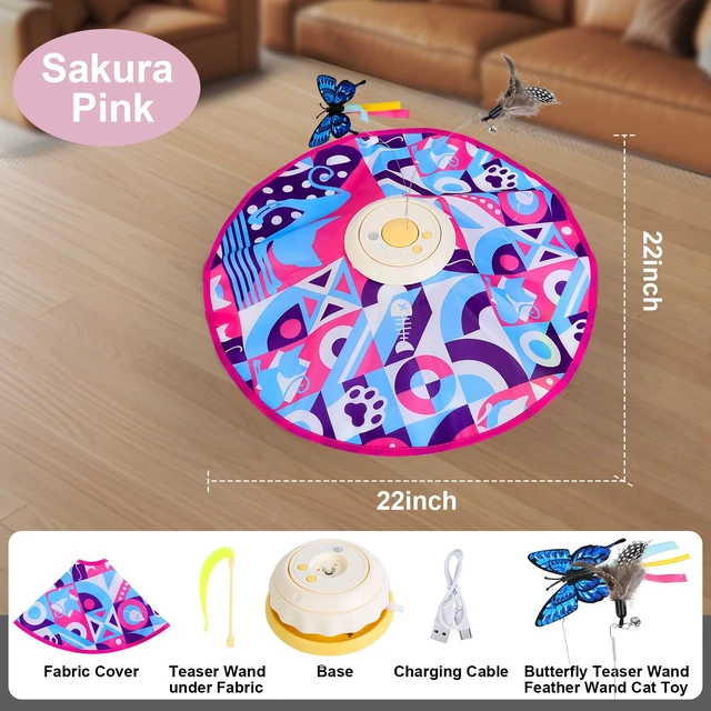 Alt view image 7 of 7 - Interactive Cat Toys for Indoor Cats, Kitten Toys for Indoor Kittens,Pink | Automatic Electronic Cat Toys for Bored Adult Cats, Stimulating Moving Cat Enrichment Toy, Hide and Seek Cat Games Toy