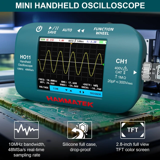 Alt view image 3 of 7 - HO11 Handheld Digital Oscilloscope - 10MHz Bandwidth, 48MSa/s High-Precision Sampling, 2.8" TFT Display, USB Rechargeable, Advanced Trigger System, Portable for Fieldwork