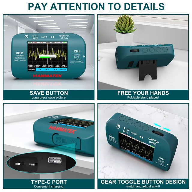 Alt view image 4 of 7 - HO11 Handheld Digital Oscilloscope - 10MHz Bandwidth, 48MSa/s High-Precision Sampling, 2.8" TFT Display, USB Rechargeable, Advanced Trigger System, Portable for Fieldwork