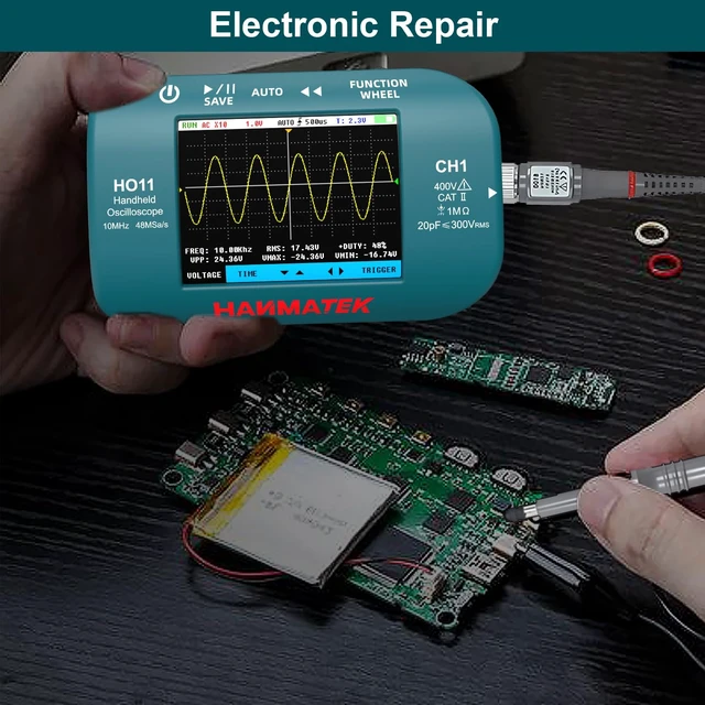 Alt view image 5 of 7 - HO11 Handheld Digital Oscilloscope - 10MHz Bandwidth, 48MSa/s High-Precision Sampling, 2.8" TFT Display, USB Rechargeable, Advanced Trigger System, Portable for Fieldwork