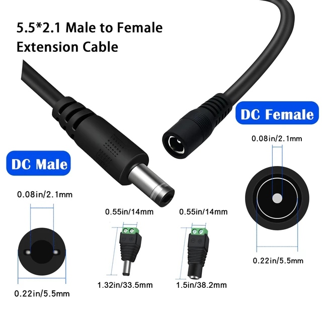 Alt view image 2 of 6 - 4 PCS 33FT(10M) Dc Power Extension Cable, 5.5mm x 2.1mm 12V Dc Extension Cord Power Adapter for Security Camera CCTV/Printers/Routers with Power Jack Adapter Connectors (2 x Male + 2 x Female)