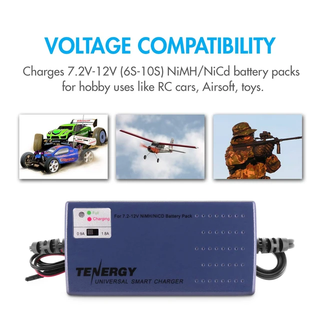 Alt view image 4 of 6 - Smart Battery Charger for NiMH/NiCd 7.2V-12V 6S-10S Battery Packs, Compatible with Standard Tamiya/Mini Tamiya/Alligator Clip Connector for RC Cars, Airplanes, Airsoft Batteries