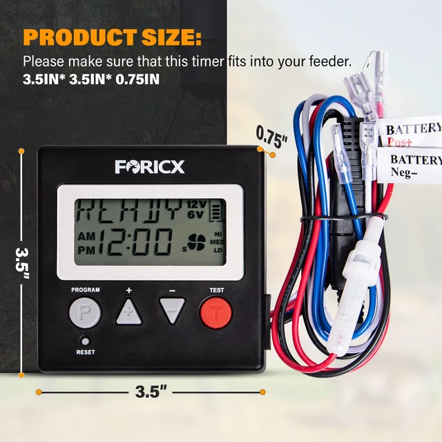 Alt view image 2 of 7 - Deer Feeder Digital Timer, 6V/12V Digital Timer for Deer Feeder Goat Feeder, Advanced Feeding Timer with Up to 8 Different Feed Times A Day, Adjustable Feed Rate and Motor Speed, 3.5" x 3.5" x 0.75"