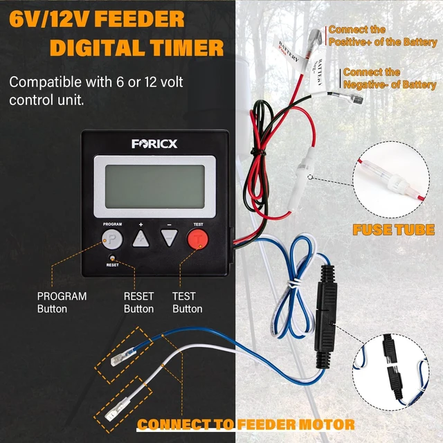 Alt view image 4 of 7 - Deer Feeder Digital Timer, 6V/12V Digital Timer for Deer Feeder Goat Feeder, Advanced Feeding Timer with Up to 8 Different Feed Times A Day, Adjustable Feed Rate and Motor Speed, 3.5" x 3.5" x 0.75"