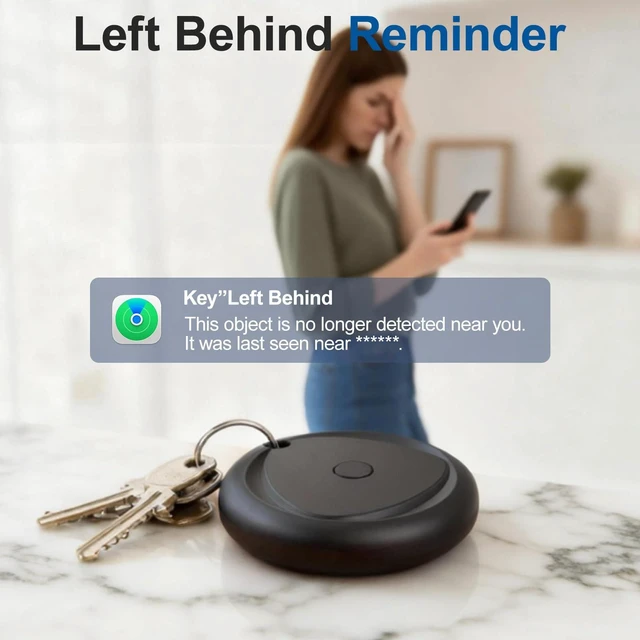 Alt view image 3 of 7 - Tracker Tags-4 Pack and 4 Free Leather Keychain Holder (Christmas Series) Work with Apple Find My (iOS Only), Bluetooth Tracker Key Finder, Replaceable Battery Smart Tag for Keys, Wallet, Luggage etc