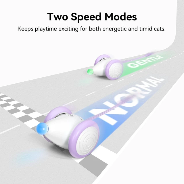 Alt view image 4 of 7 - Interactive Cat Toys for Indoor Cats - Automatic Moving Kitten Toys, Wicked Mouse Neo Cat Toy with Tail & Lights, Pet Cat Supplies, Rechargeable Cat Toys for Bored Indoor Adult Cats, Purple
