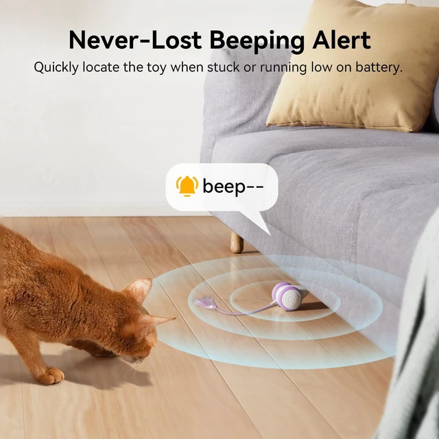 Alt view image 7 of 7 - Interactive Cat Toys for Indoor Cats - Automatic Moving Kitten Toys, Wicked Mouse Neo Cat Toy with Tail & Lights, Pet Cat Supplies, Rechargeable Cat Toys for Bored Indoor Adult Cats, Purple