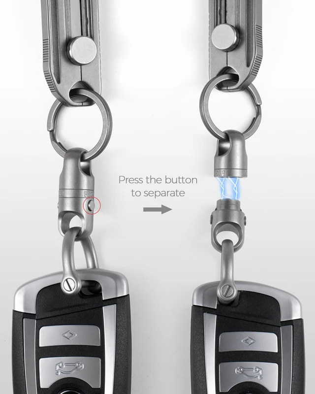 Alt view image 2 of 6 - Quick Release Magnetic Keychain, Detachable Magnet Key Chain Holder | Lightweight Rustproof, Double Pin Anti-lost Lock, Tangle-free 360° Swivel, for Car Home Keys Valet Daily Carry
