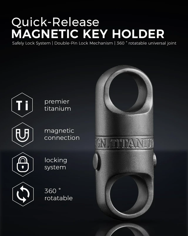 Alt view image 5 of 6 - Quick Release Magnetic Keychain, Detachable Magnet Key Chain Holder | Lightweight Rustproof, Double Pin Anti-lost Lock, Tangle-free 360° Swivel, for Car Home Keys Valet Daily Carry