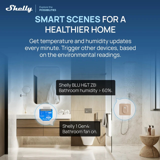 Alt view image 4 of 7 - BLU H&T ZB, Bluetooth & Zigbee Operated Temperature & Humidity Levels Sensor, Compatible with Home Assistant, Alexa, Google Home, Water & Dust Resilient, IP54, Real Time Monitoring (Mocha)