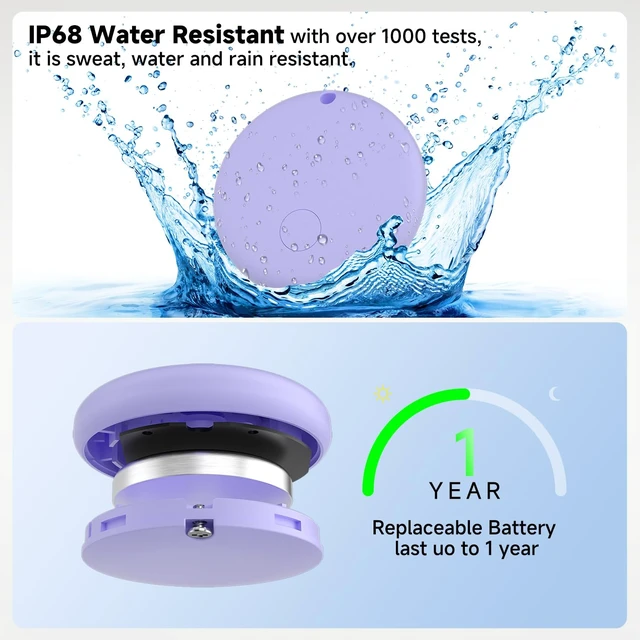 Alt view image 6 of 7 - Air Tracker Tags 5 Pack for Find My, 2026 Upgraded with IP68 Waterproof Item Finder with Left-Behind Alert, Small Size 5 Colors for Keys, Luggage, Backpack, Wallet. iOS Only.