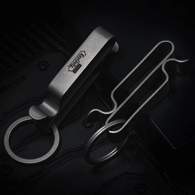 Alt view image 2 of 7 - KM00 Titanium Belt Loop Keychain Clip (Stonewashed) | Double Side Quick Release Key Holder with Detachable Key Ring