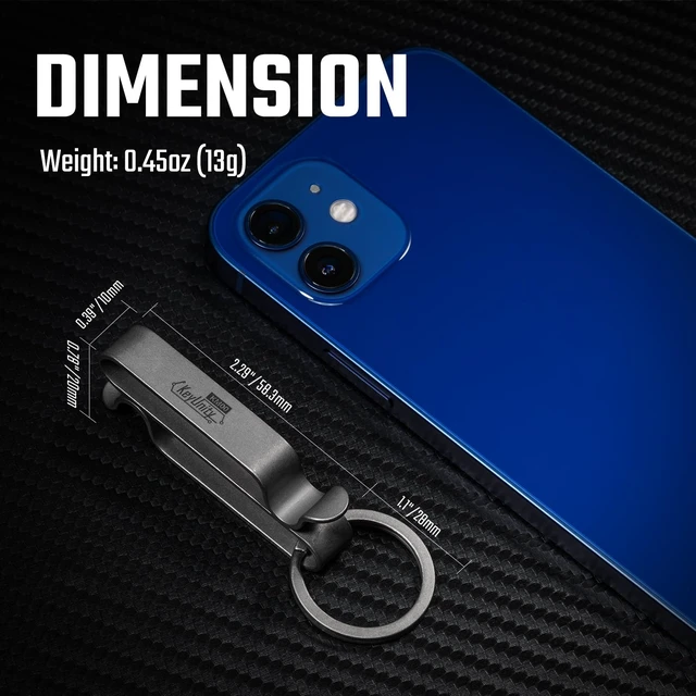 Alt view image 4 of 7 - KM00 Titanium Belt Loop Keychain Clip (Stonewashed) | Double Side Quick Release Key Holder with Detachable Key Ring