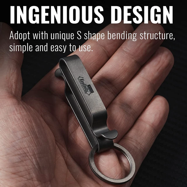 Alt view image 6 of 7 - KM00 Titanium Belt Loop Keychain Clip (Stonewashed) | Double Side Quick Release Key Holder with Detachable Key Ring