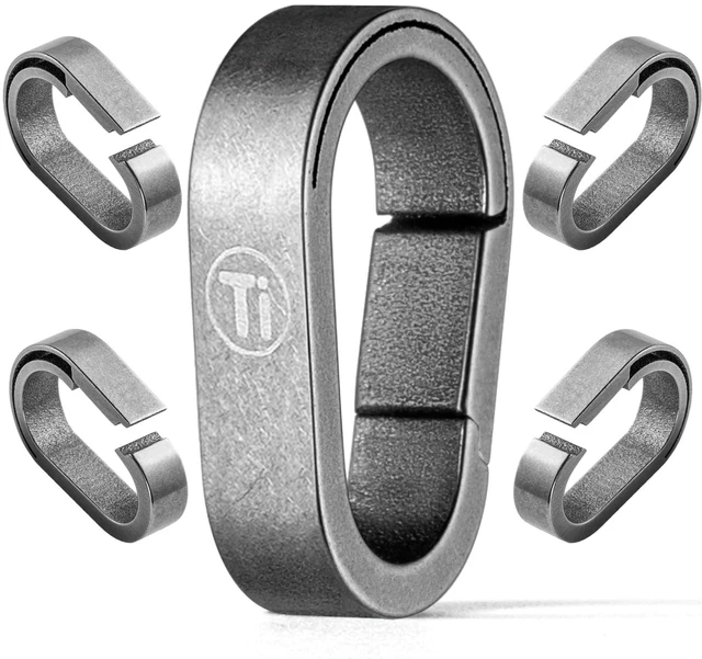 Main image of Titanium Key Ring Clip, Small Carabiner Keychain,Mini Snap Keyring (5Pcs mini clips grey)