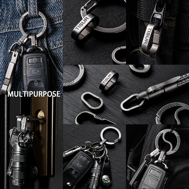 Alt view image 7 of 7 - Titanium Key Ring Clip, Small Carabiner Keychain,Mini Snap Keyring (5Pcs mini clips grey)
