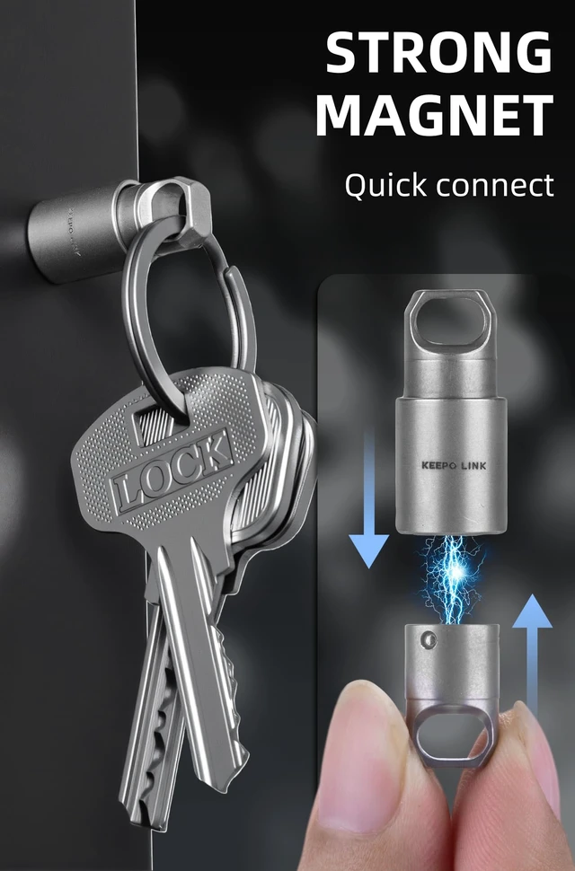 Alt view image 3 of 7 - Titanium Magnetic Key Ring 360° Rotatable EDC Keychain, OLO01 | Quick Release Key Holder for Car Fobs, Automotive Tool Organizer for Men & Women, Everyday Carry