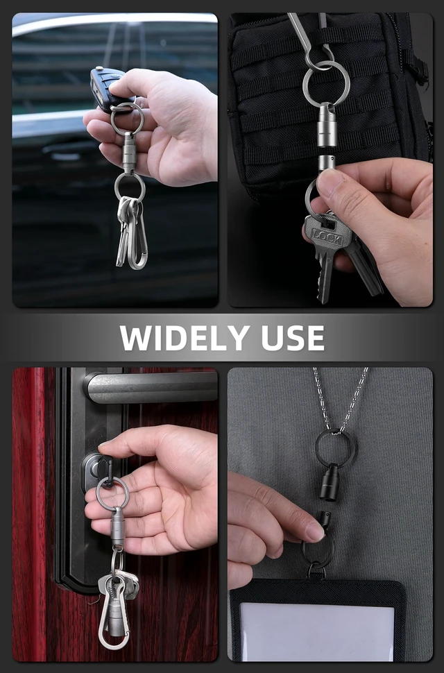 Alt view image 5 of 7 - Titanium Magnetic Key Ring 360° Rotatable EDC Keychain, OLO01 | Quick Release Key Holder for Car Fobs, Automotive Tool Organizer for Men & Women, Everyday Carry