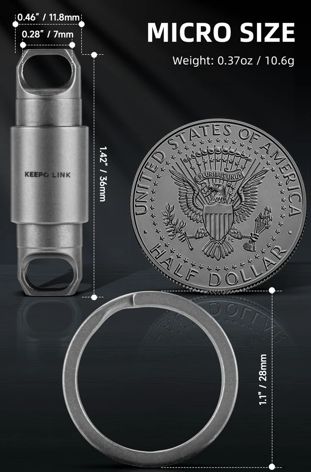 Alt view image 6 of 7 - Titanium Magnetic Key Ring 360° Rotatable EDC Keychain, OLO01 | Quick Release Key Holder for Car Fobs, Automotive Tool Organizer for Men & Women, Everyday Carry