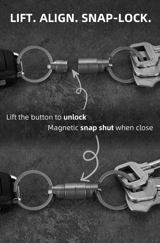 Alt view image 7 of 7 - Titanium Magnetic Key Ring 360° Rotatable EDC Keychain, OLO01 | Quick Release Key Holder for Car Fobs, Automotive Tool Organizer for Men & Women, Everyday Carry