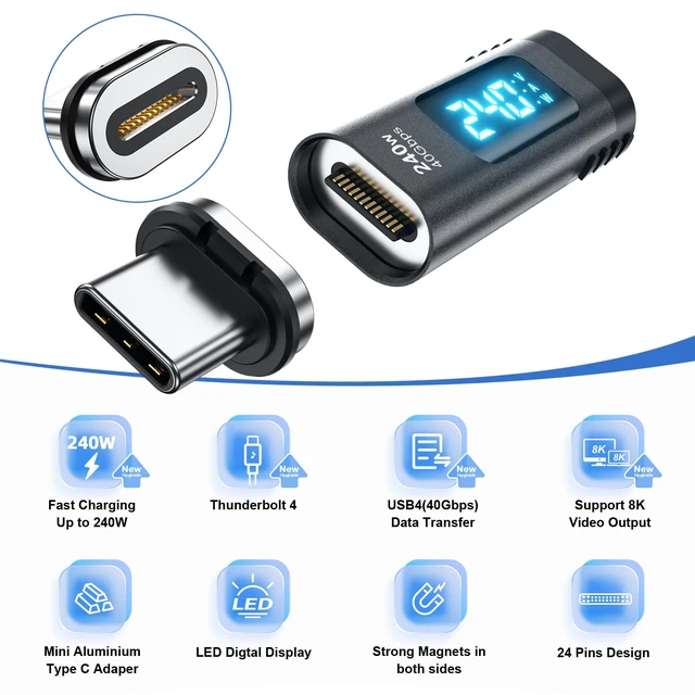 Alt view image 7 of 7 - 240W Digital Display USB C Adapter - Normal & Magnetic