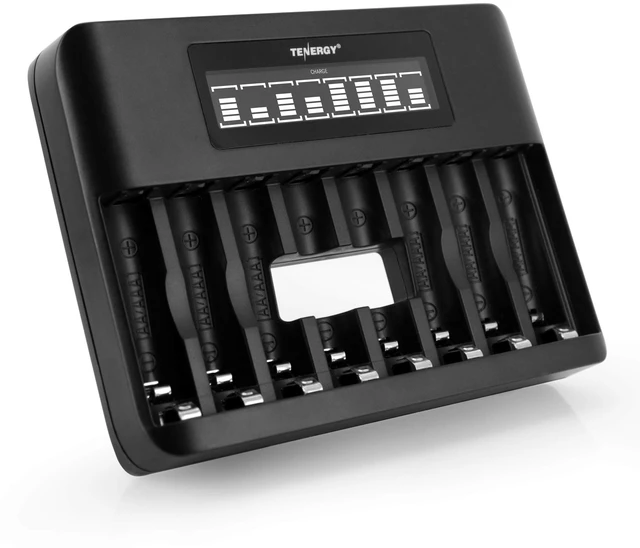 Main image of TN480U 8-Bay LCD Display Fast Charger for NiMH/NiCD AA AAA Rechargeable Batteries with Mirco USB and USB Type C Input for AA and AAA Rechargeable Batteries