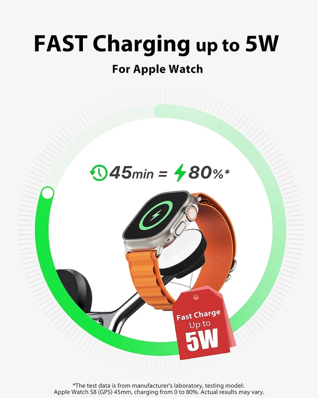 Alt view image 2 of 7 - 3 in 1 Wireless Charging Station for Apple Devices with MagSafe | Charging for iPhone 17/Air/16/15/14/13, AirPods, Apple Watch, Weighted Stable Charging Stand