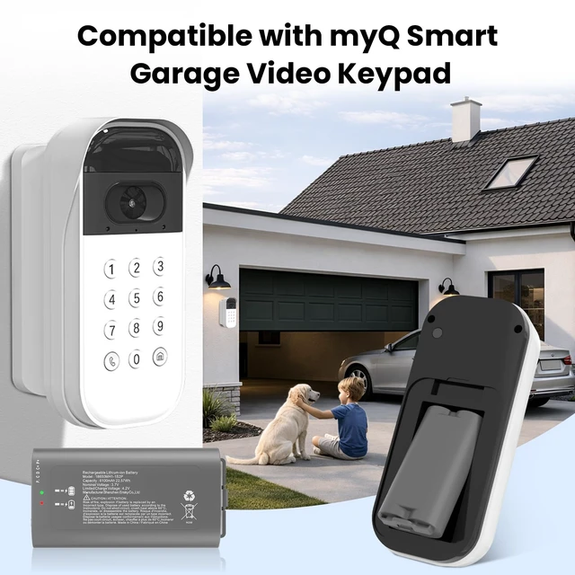 Alt view image 3 of 7 - Battery Replacement for myQ Smart Garage Video Keypad
