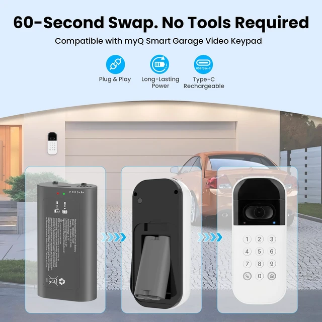 Alt view image 5 of 7 - Battery Replacement for myQ Smart Garage Video Keypad