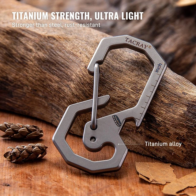Alt view image 2 of 6 - Compact Carabiner Keychain Clip, Titanium EDC key holder, Anti-Lost Keychain Hook, Multi-tool Bottle Opener Keychain, Quick Released Backpack Clasp