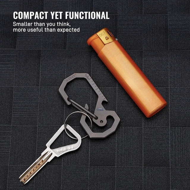 Alt view image 6 of 6 - Compact Carabiner Keychain Clip, Titanium EDC key holder, Anti-Lost Keychain Hook, Multi-tool Bottle Opener Keychain, Quick Released Backpack Clasp