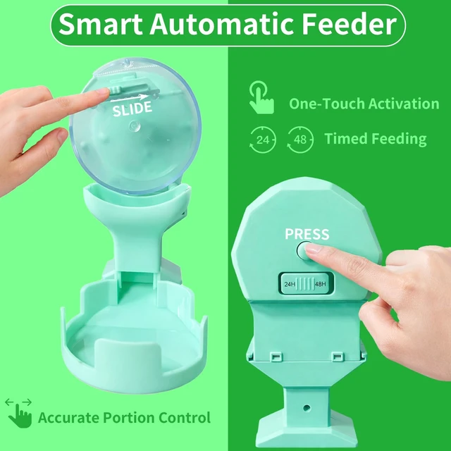 Alt view image 5 of 7 - Automatic Turtle Tank Feeder, Auto Turtle Dispenser with 24/48-Hour Timing Function. 7.1 Oz Large Capacity, Adjustable Dispensing Amount. Compatible with pellets, Flakes and Stick Feed.