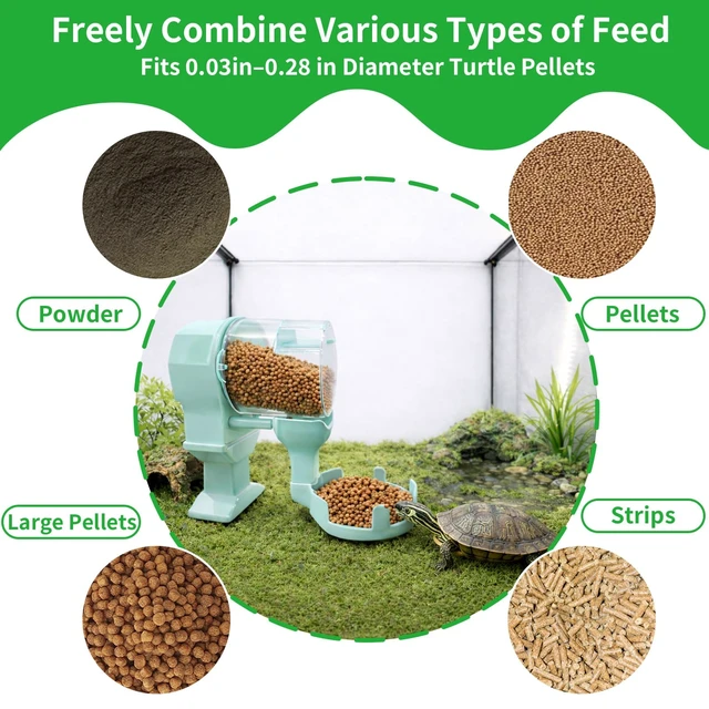 Alt view image 7 of 7 - Automatic Turtle Tank Feeder, Auto Turtle Dispenser with 24/48-Hour Timing Function. 7.1 Oz Large Capacity, Adjustable Dispensing Amount. Compatible with pellets, Flakes and Stick Feed.