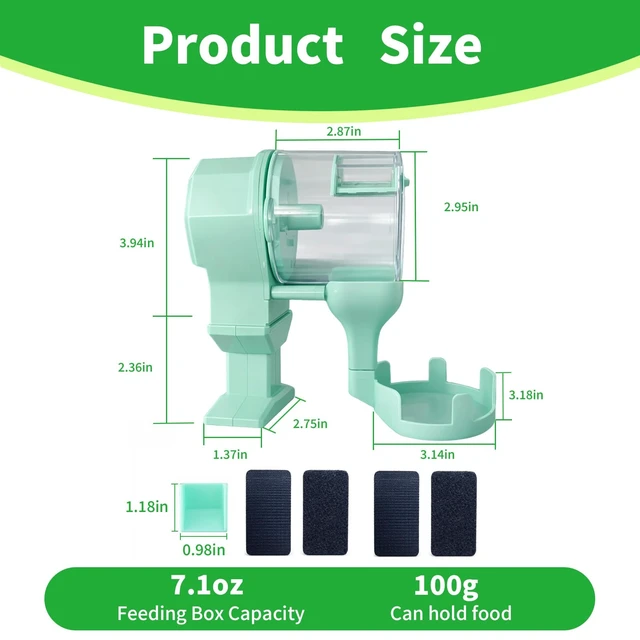 Alt view image 2 of 7 - Automatic Turtle Tank Feeder, Auto Turtle Dispenser with 24/48-Hour Timing Function. 7.1 Oz Large Capacity, Adjustable Dispensing Amount. Compatible with pellets, Flakes and Stick Feed.