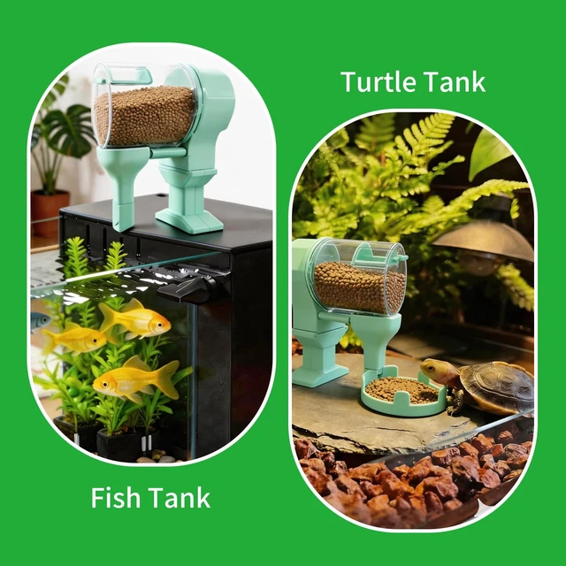 Alt view image 6 of 7 - Automatic Turtle Tank Feeder, Auto Turtle Dispenser with 24/48-Hour Timing Function. 7.1 Oz Large Capacity, Adjustable Dispensing Amount. Compatible with pellets, Flakes and Stick Feed.