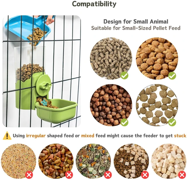 Alt view image 3 of 6 - Automatic Pet Food Water Dispenser, Auto Gravity Pet Feeder Water Bottle Set for Cage, Feeding Station for Puppy Kitten Rabbit Guinea Pigs Chinchilla Ferret Hedgehog (Green)
