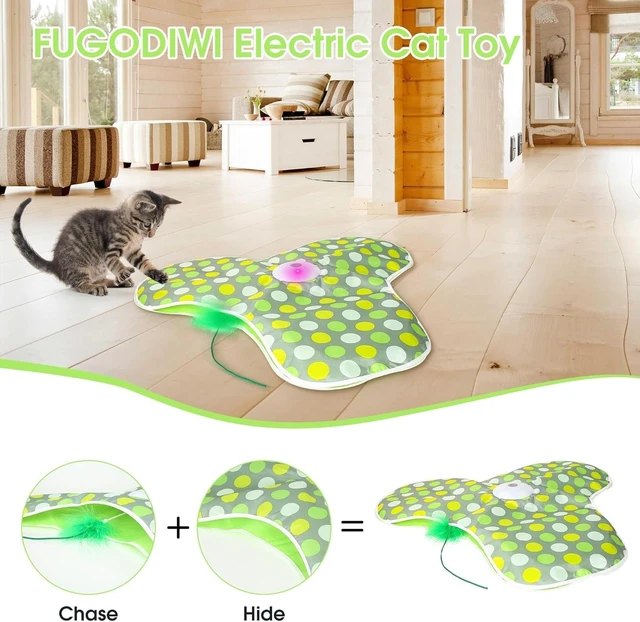 Alt view image 2 of 6 - Interactive Cat Toys for Indoor Cats & Kittens - Automatic Hide & Seek Toy with Feather Tail,Squeaky Mouse Sounds, Motion Activated,USB Rechargeable Boredom Relief & Self Play Enrichment Game