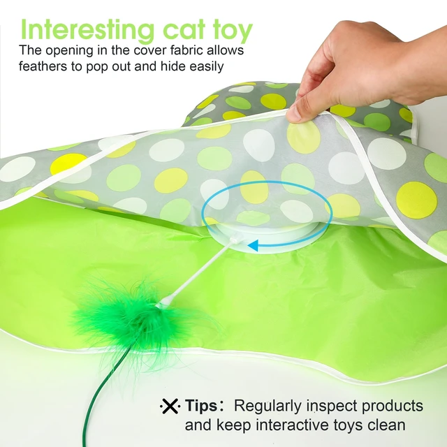 Alt view image 4 of 6 - Interactive Cat Toys for Indoor Cats & Kittens - Automatic Hide & Seek Toy with Feather Tail,Squeaky Mouse Sounds, Motion Activated,USB Rechargeable Boredom Relief & Self Play Enrichment Game