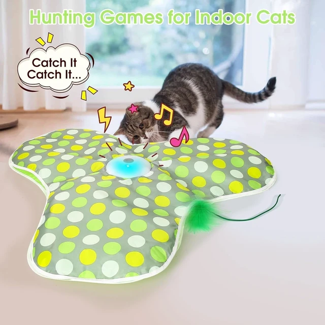 Alt view image 3 of 6 - Interactive Cat Toys for Indoor Cats & Kittens - Automatic Hide & Seek Toy with Feather Tail,Squeaky Mouse Sounds, Motion Activated,USB Rechargeable Boredom Relief & Self Play Enrichment Game