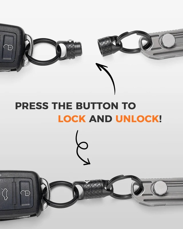 Alt view image 2 of 6 - Quick Release Magnetic Keychain, Detachable Magnet Key Chain | 2 Button Anti-drop Lock, One-handed Quick Detach, Tangle-free 360° Swivel