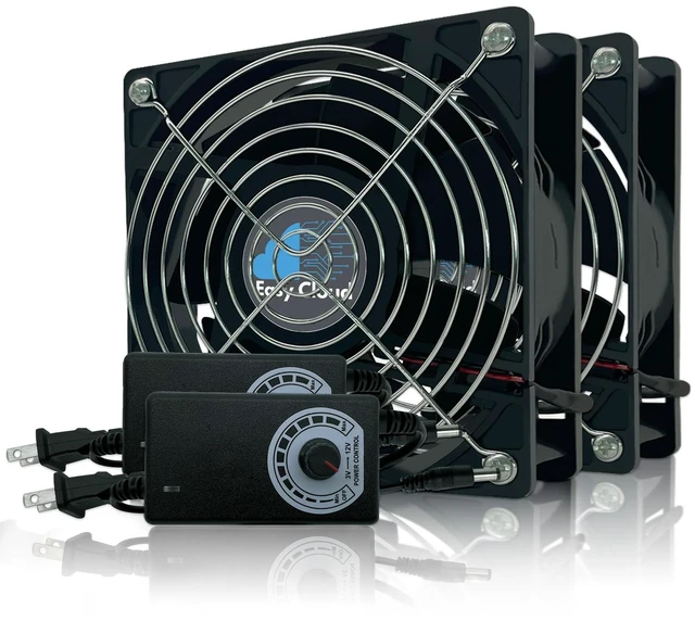 Main image of 120mm Variable Speed Axial Muffin PC Fan with Controller, 2Pack