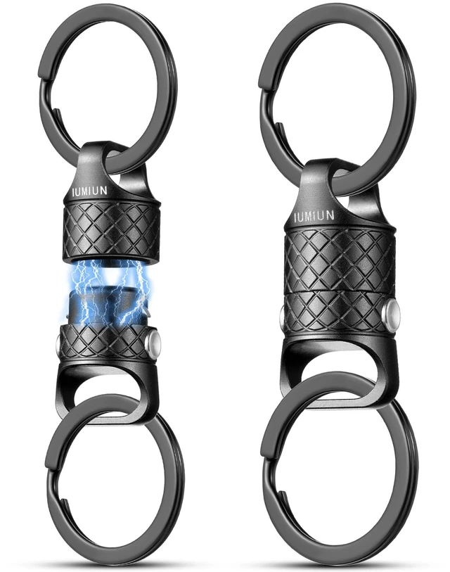Main image of Quick Release Magnetic Keychain, Detachable Magnet Key Chain | 2 Button Anti-drop Lock, One-handed Quick Detach, Tangle-free 360° Swivel