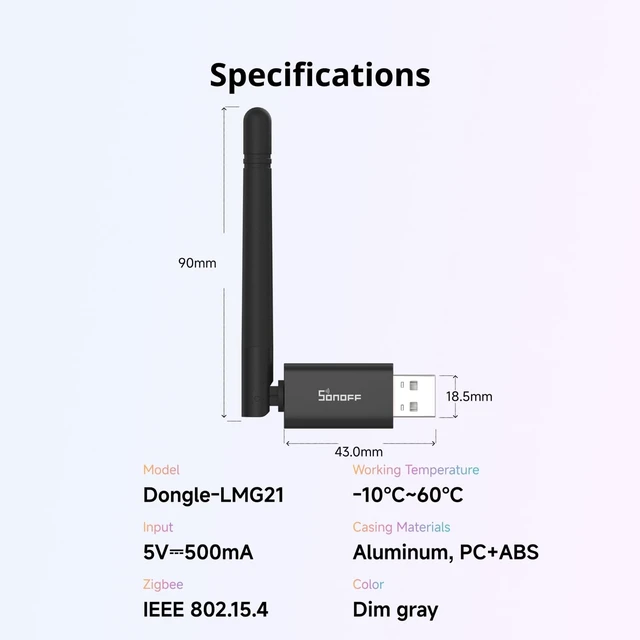 Alt view image 6 of 6 - Zigbee 3.0 & Thread Dongle Lite (EFR32MG21) | USB Stick Coordinator for Home Assistant & Zigbee2MQTT | Compact Gateway with Easy Firmware Flashing & Extension Cable