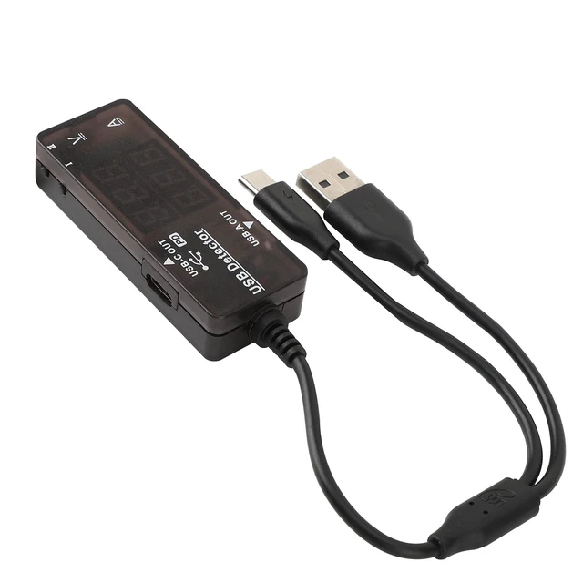 Alt view image 4 of 7 - USB Tester, USB-A USB-C 2.0 Multimeter Dual USB Ports PD QC 3.0 Battery Charger Monitor, Copper Alligator Clips with Wire Female and Male USB Connector Test Leads for Testing Circuit 2x18AWG 3-5A