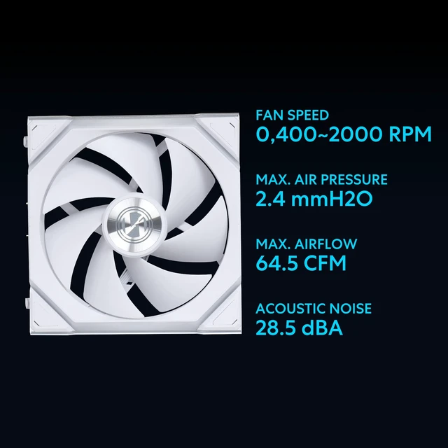 Alt view image 6 of 6 - UNI Fan SL Wireless 120 ARGB Fan-Single Pack-White-12SL1W1W | ARGB, Controller Not Included, 2.4 GHz Wireless Signal for RGB & Fan Operation, Controller Required