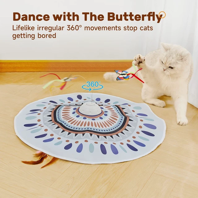 Alt view image 4 of 6 - Cat Toys Chargeable, 3in1 Hide and Seek for Kittens, Interactive Automatic Play, Fluttering Butterfly, Moving Wand Feather, Indoor Kitty Exercise 22.8 Inch Cover for All Breeds